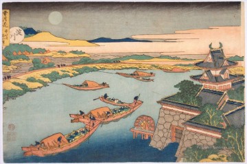 Yodo gawa de setsugekka neige lune et fleurs Katsushika Hokusai ukiyoe Peinture à l'huile